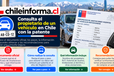 Consulta vehicular en Chile mediante patente, con certificado oficial, datos del propietario, antecedentes registrales y recomendaciones de seguridad.