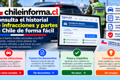 Consulta de infracciones de tránsito en Chile, antecedentes del conductor y certificados oficiales relacionados con vehículos.