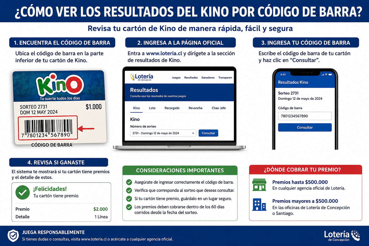 Cómo ver los resultados del Kino por código de barra