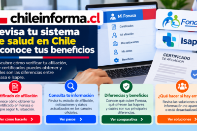 Guía visual para verificar la afiliación de salud en Chile, consultar certificados, cotizaciones y conocer las diferencias entre Fonasa e Isapre.