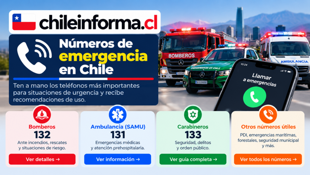 Números telefónicos para solicitar ayuda de Bomberos, ambulancia y Carabineros en Chile