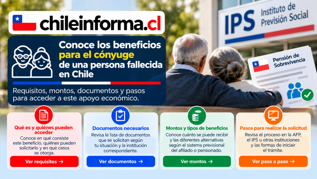 Personas mayores consultando información sobre beneficios previsionales, requisitos, documentos, montos y solicitud en Chile
