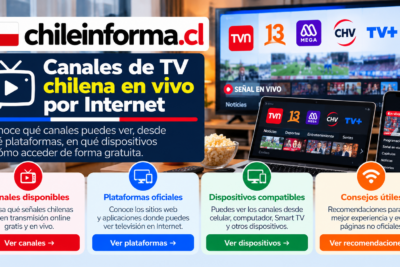 Canales de televisión chilena en vivo por Internet, con plataformas oficiales, dispositivos compatibles y opciones para ver señal online.