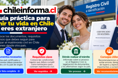 Guía para extranjeros sobre documentos, requisitos y pasos del matrimonio civil en Chile.