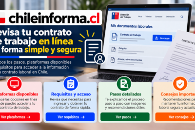 Guía visual para consultar documentos laborales y contrato de trabajo en línea en Chile.