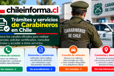 Guía de trámites policiales en Chile con información sobre denuncias, constancias, consultas de vehículos, teléfonos y comisarías.