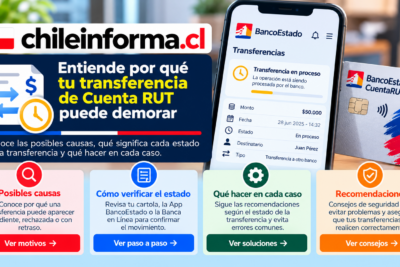 Transferencia de Cuenta RUT en proceso con causas frecuentes, revisión del estado y recomendaciones de seguridad.