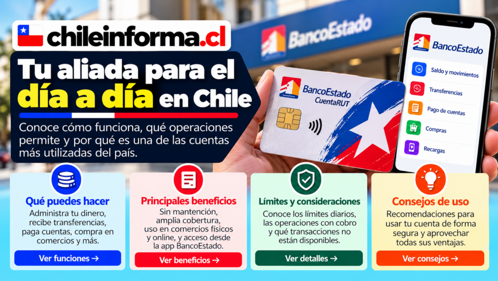 Cuenta bancaria chilena para recibir transferencias, pagar cuentas y realizar compras